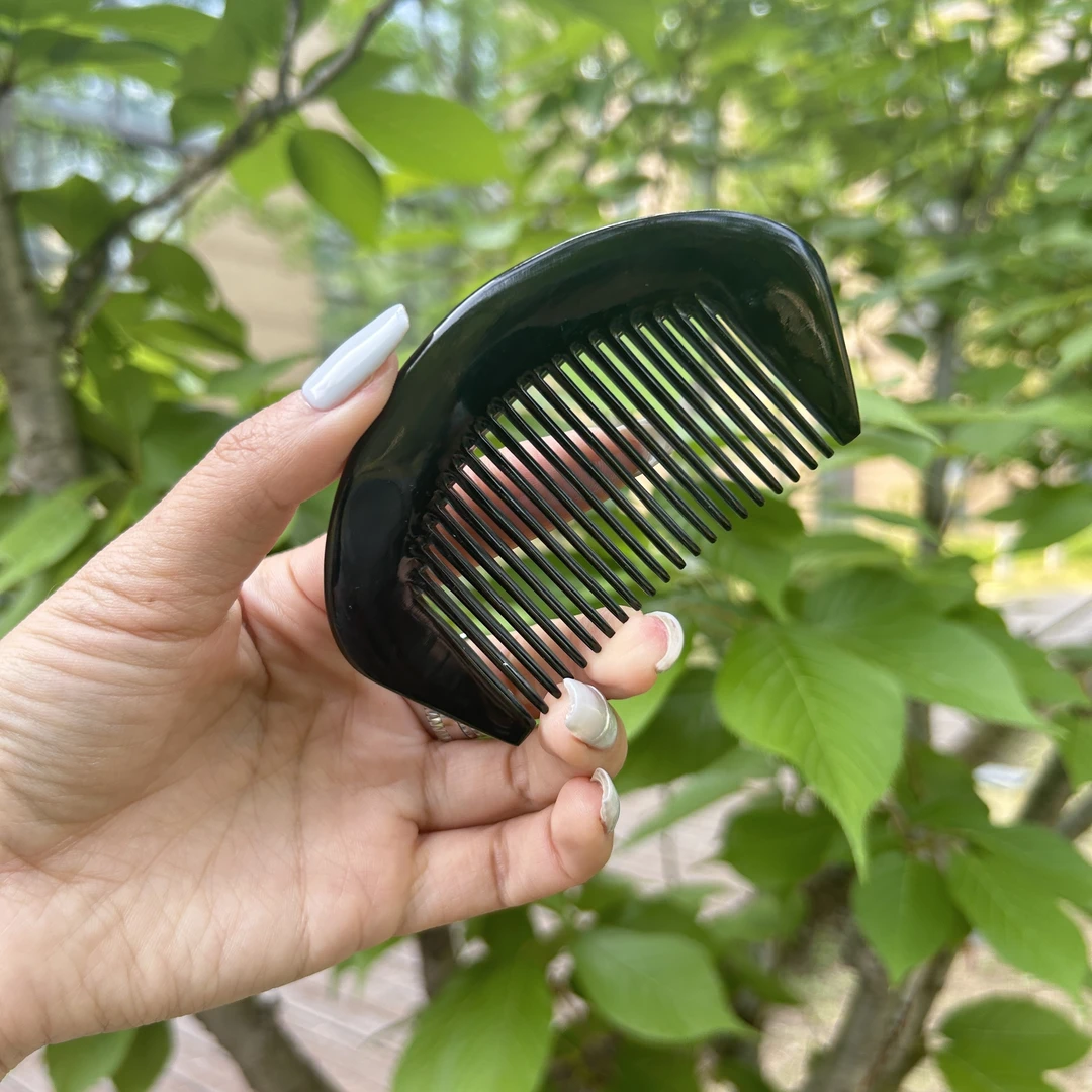 名匠 精品加厚黑花牦牛角迷你口袋梳  8cm左右 健康按摩 便携