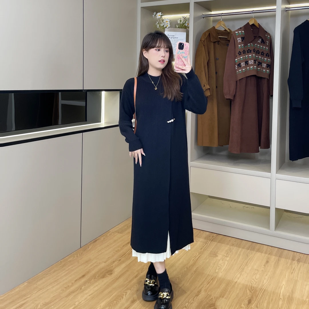 现货当天发【贝莉假日】知性通勤〔配大衣套装裙〕百褶垂感裙