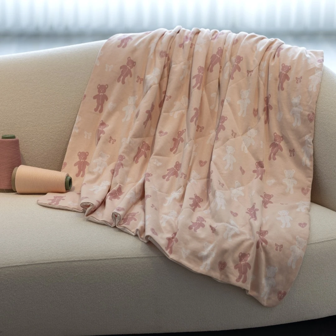 雅赞儿童四季被童被105*110cm幼儿透气机洗丝滑薄款印花双面