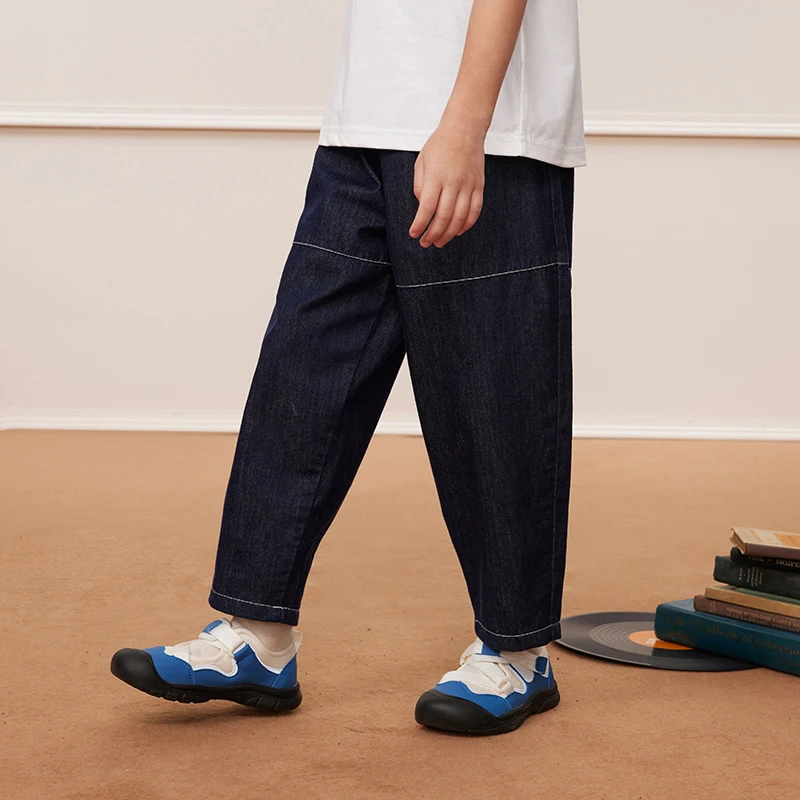 MQD童装儿童25夏新款时尚九分裤宝宝百搭牛仔裤9632W1412