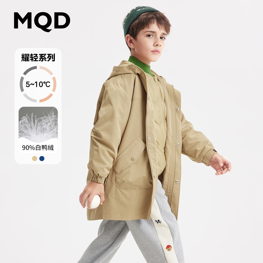 【两件套】MQD童装儿童一衣三穿冬季连帽羽绒服工装风外套9224W1343