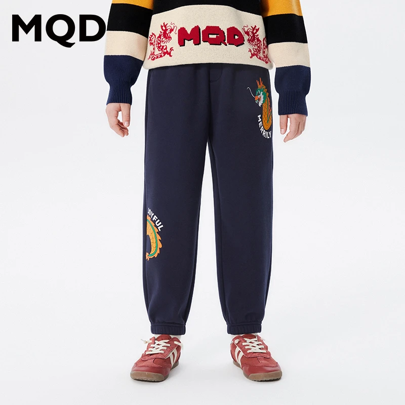 【拜年】MQD童装儿童23冬新款潮酷休闲卡通加绒针织裤9634W16F8