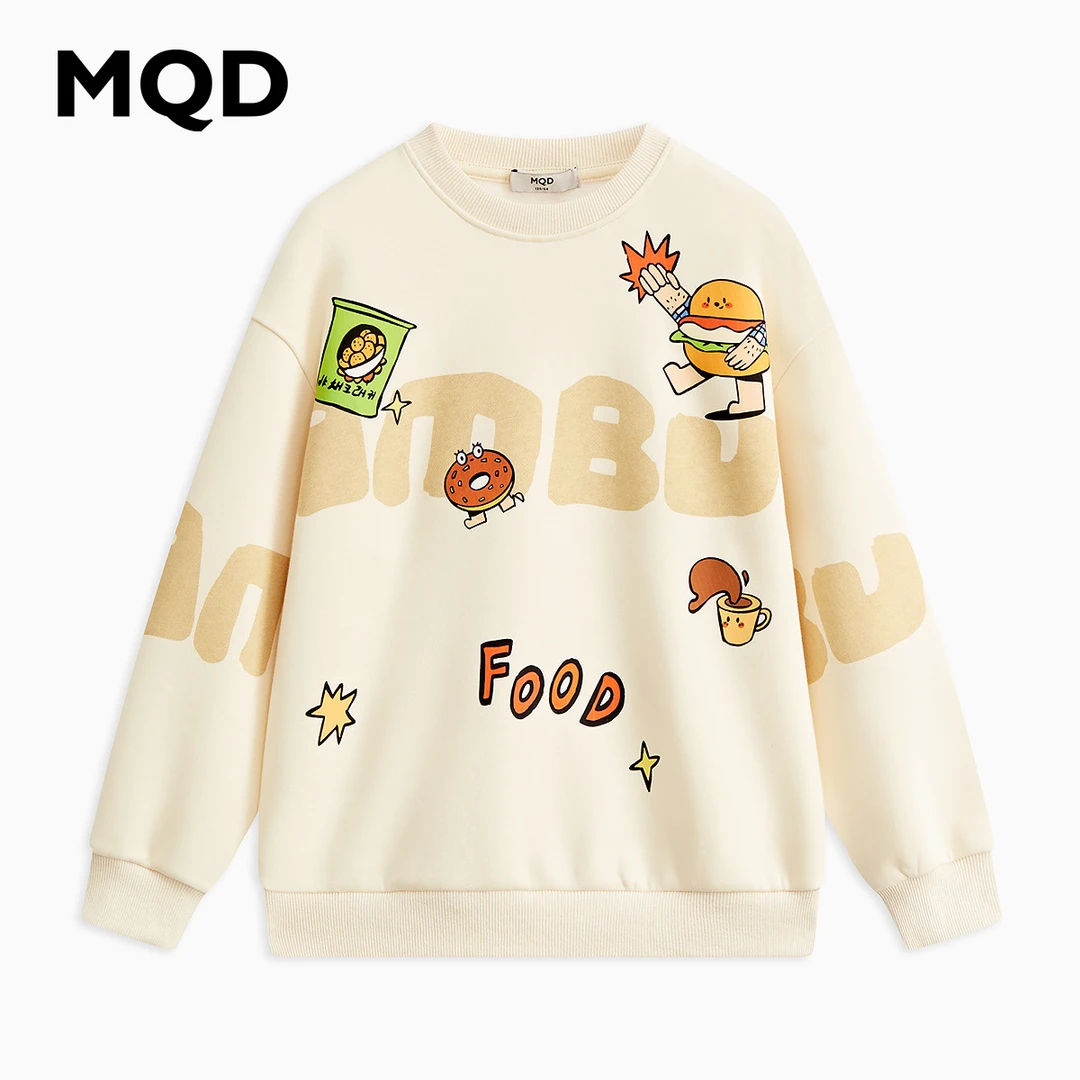 MQD童装儿童24春新款学院风潮酷休闲字母卡通圆领卫衣9641W0687