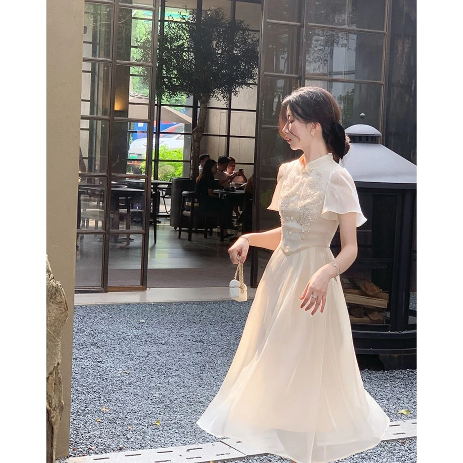 LZ00825◆新中式甜美女夏精致显瘦气质连衣裙小众复古夏季设计师