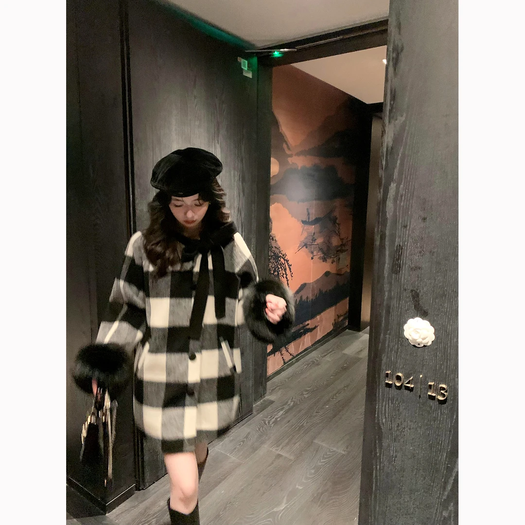 LZ02030鹿阿姨卓叔叔◆「罗曼尼庄园」双面呢大衣小香风气质