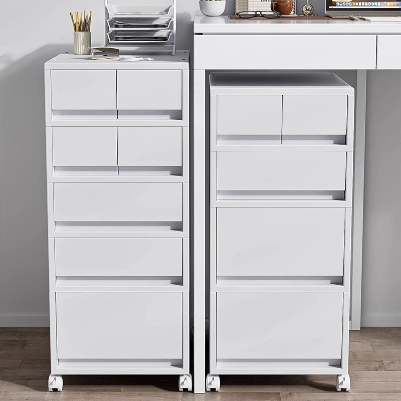 俏洁加厚抽屉收纳柜办公室文件移动储物柜桌面桌下多层夹缝置物柜