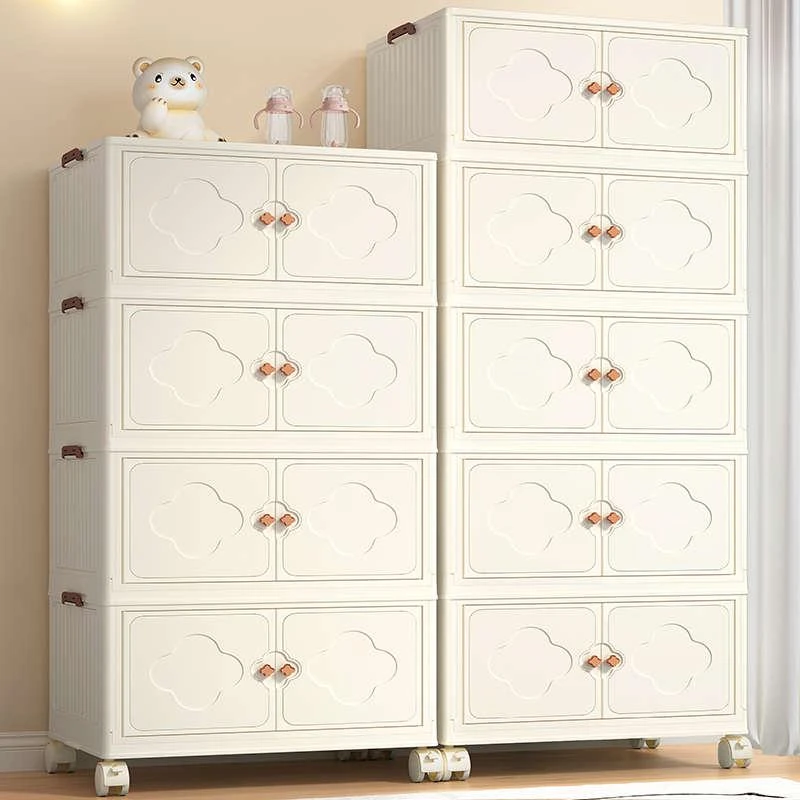 俏洁收纳储物柜双开门储物柜杂物收纳柜客厅多层组合简约儿童柜