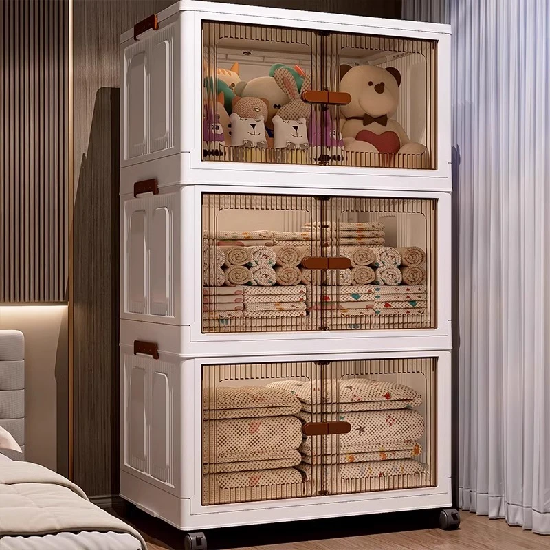 俏洁收纳柜可折叠儿童宝宝衣柜客厅零食多层玩具储物柜置物柜子