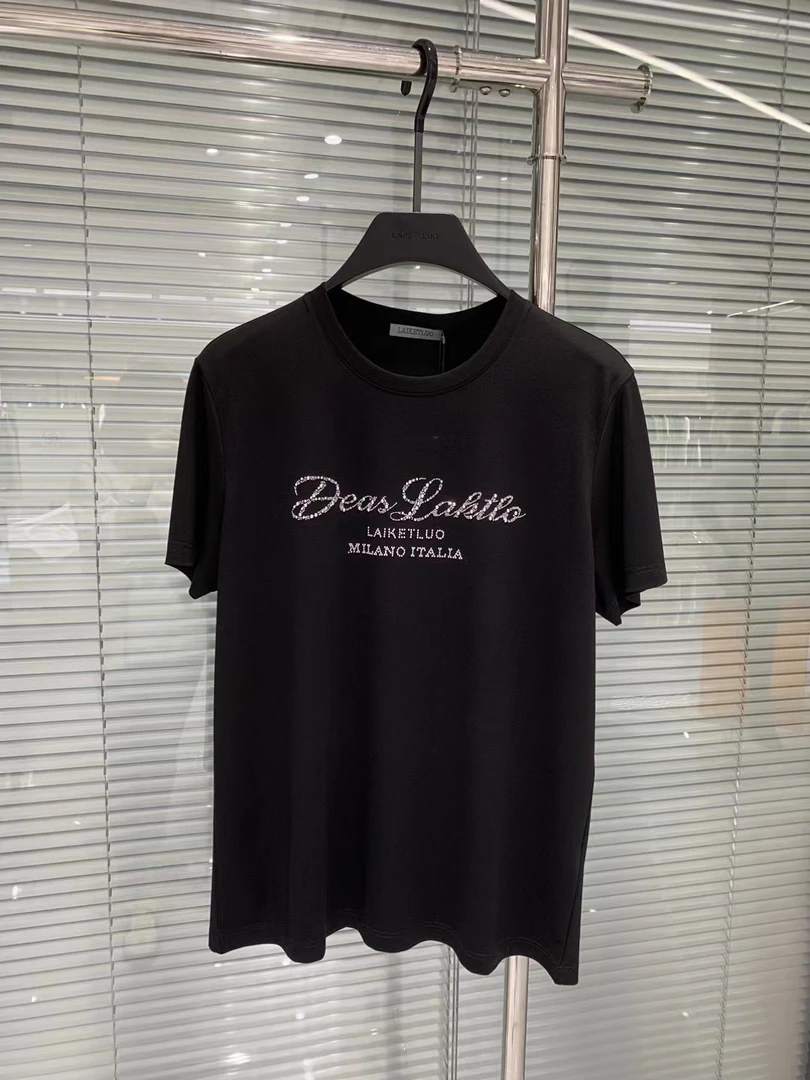 莱克特罗男士时尚休闲夏季百搭经典修身轻奢t恤圆领半袖春夏黑色