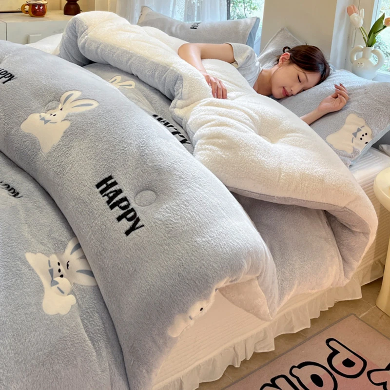 双面绒加绒被子冬被被芯加厚保暖宿舍牛奶绒秋冬被羊羔绒被子棉被