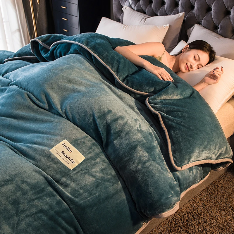 冬季牛奶绒四件套加厚保暖双面绒加绒床单被套学生宿舍三件套被罩