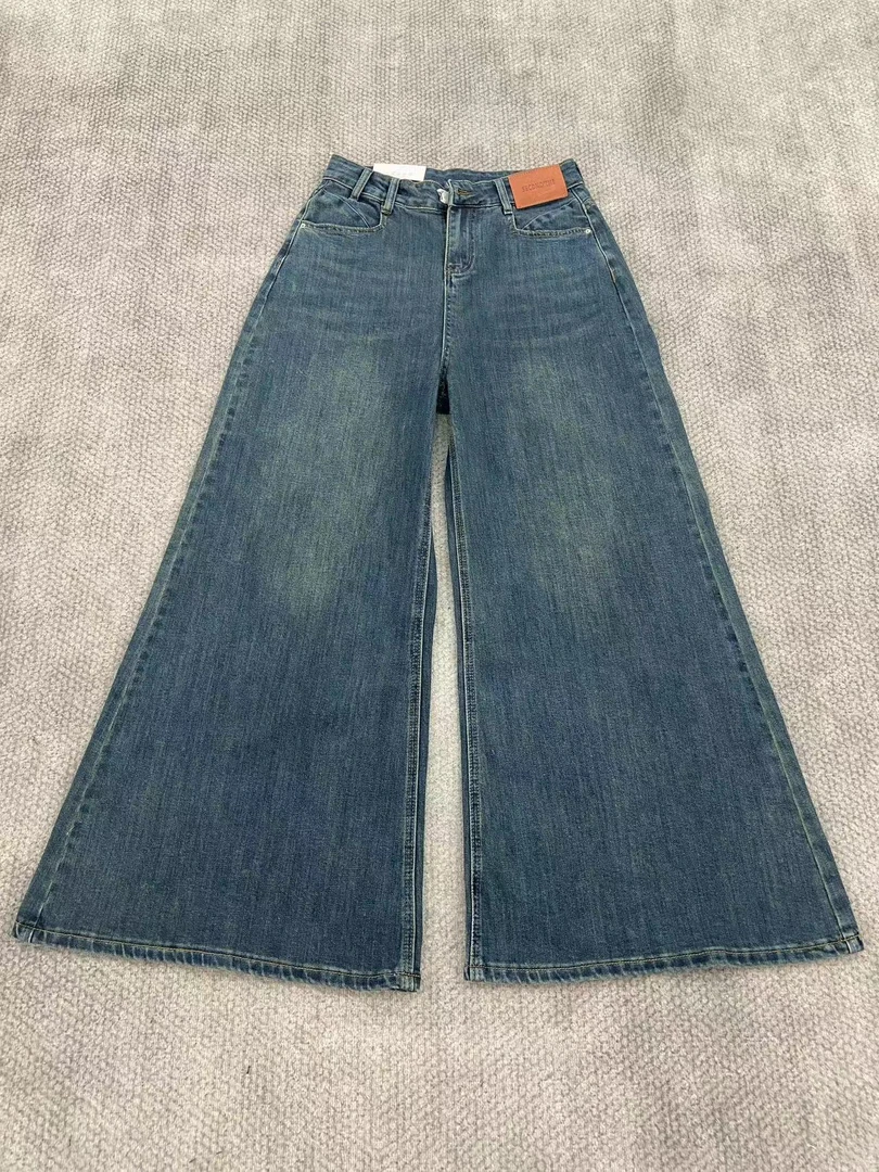 【彩】【孤品】2024秋季新款女装阔腿喇叭牛仔长裤