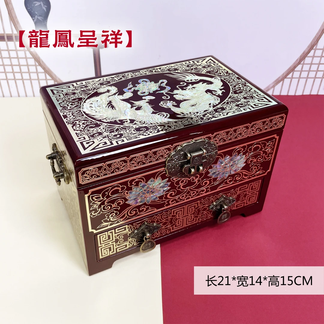 #新款三层单抽掐丝漆器镶嵌非遗展厅同款高端首饰盒螺钿