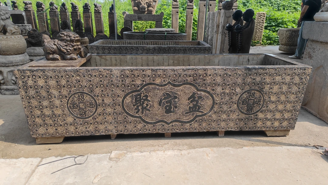 石器黑青石带貔貅 200*60*50 如图所示高档新中式加厚商用老物件