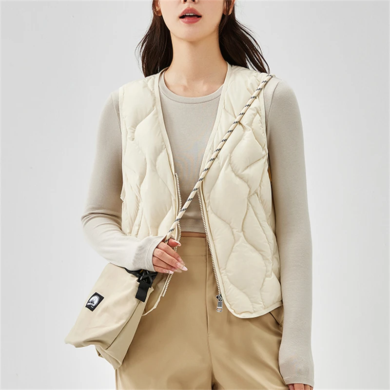女款轻薄羽绒马甲时尚宽松V领薄款外穿秋冬内胆背心女Z1030-3007
