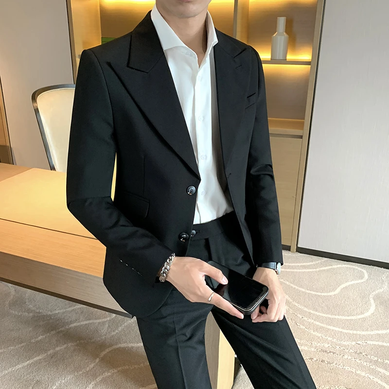 正品秋冬新款西服网红经典潮外套主持结婚气质西装男套装LJT2215