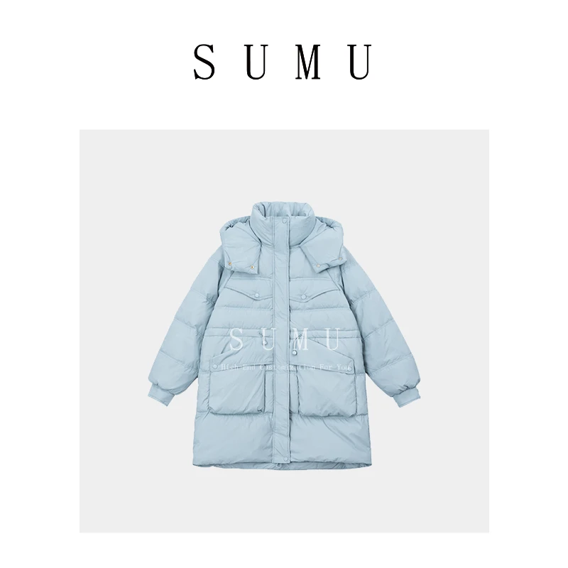 宿慕SUMU 7-12收腰大口袋羽绒服时尚保暖外套8806