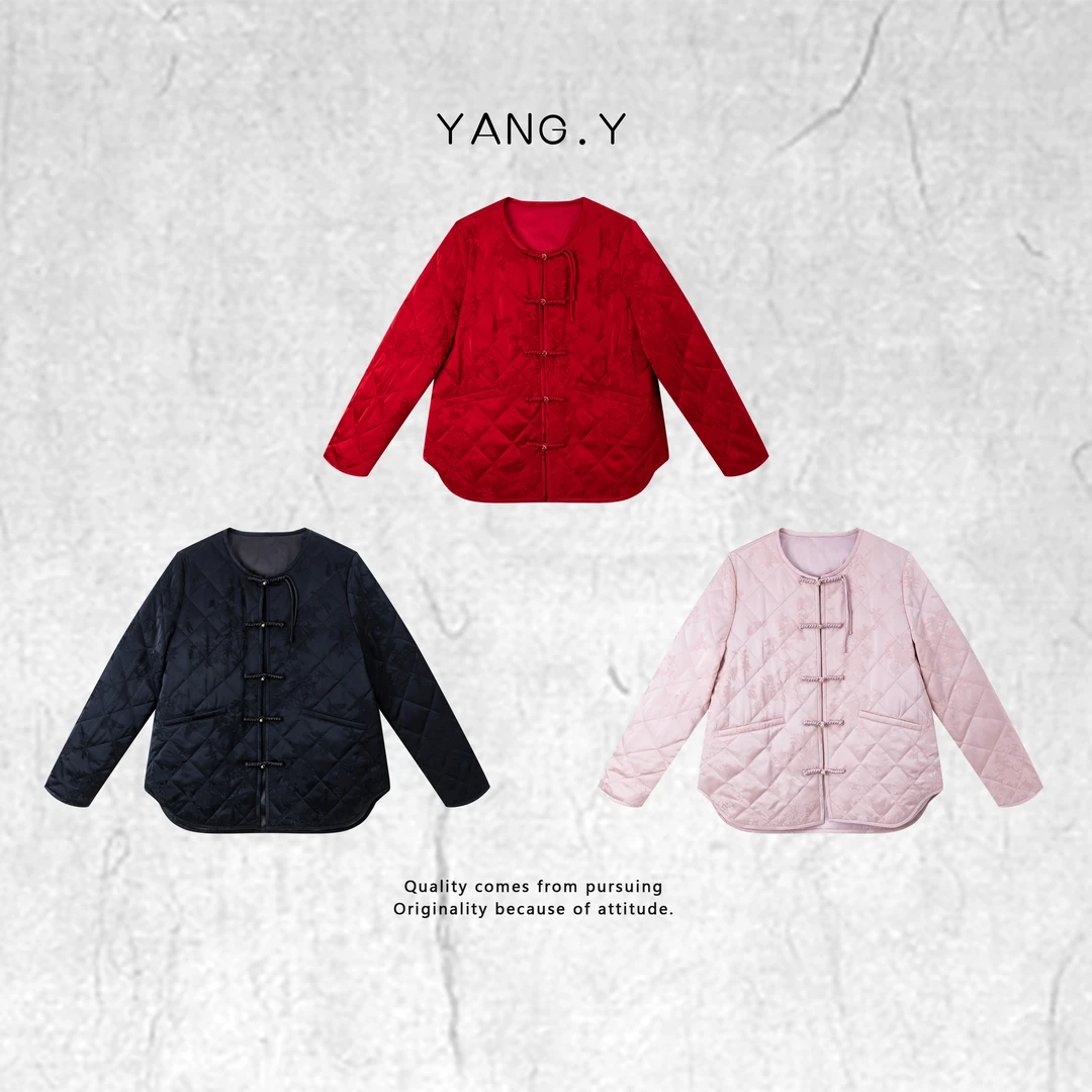 YANG.Y-【锦鲤】深圳原创高端新中式国风女装桑蚕丝水貂棉服90978