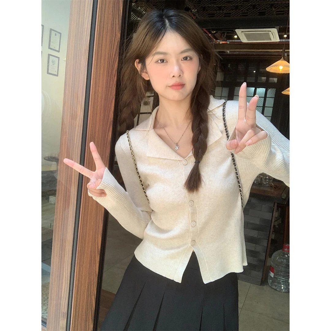 辣妹针织衫女装冬季2023新款复古条纹撞色修身显瘦短款上衣潮款