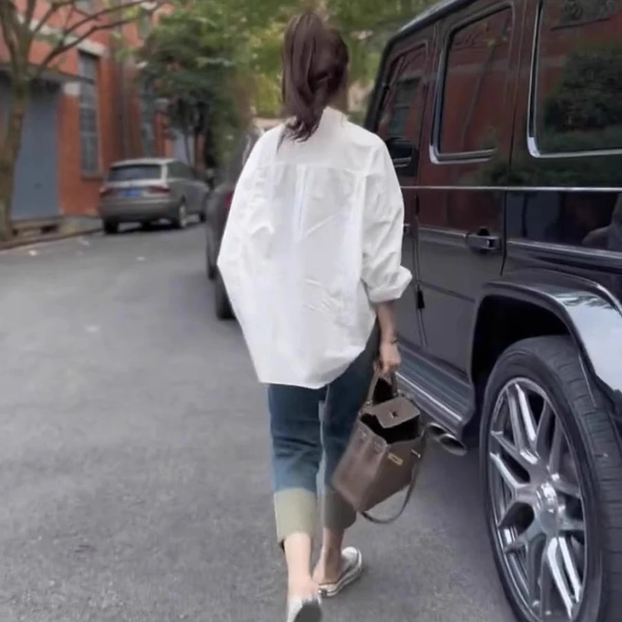 春秋设计感小众白色长袖衬衫女装秋季新款高级感上衣白衬衣