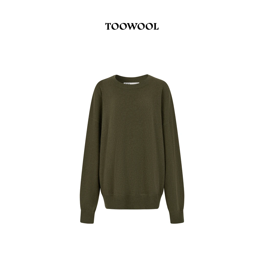 TooWool 圆领落肩羊绒羊毛混纺针织套头衫