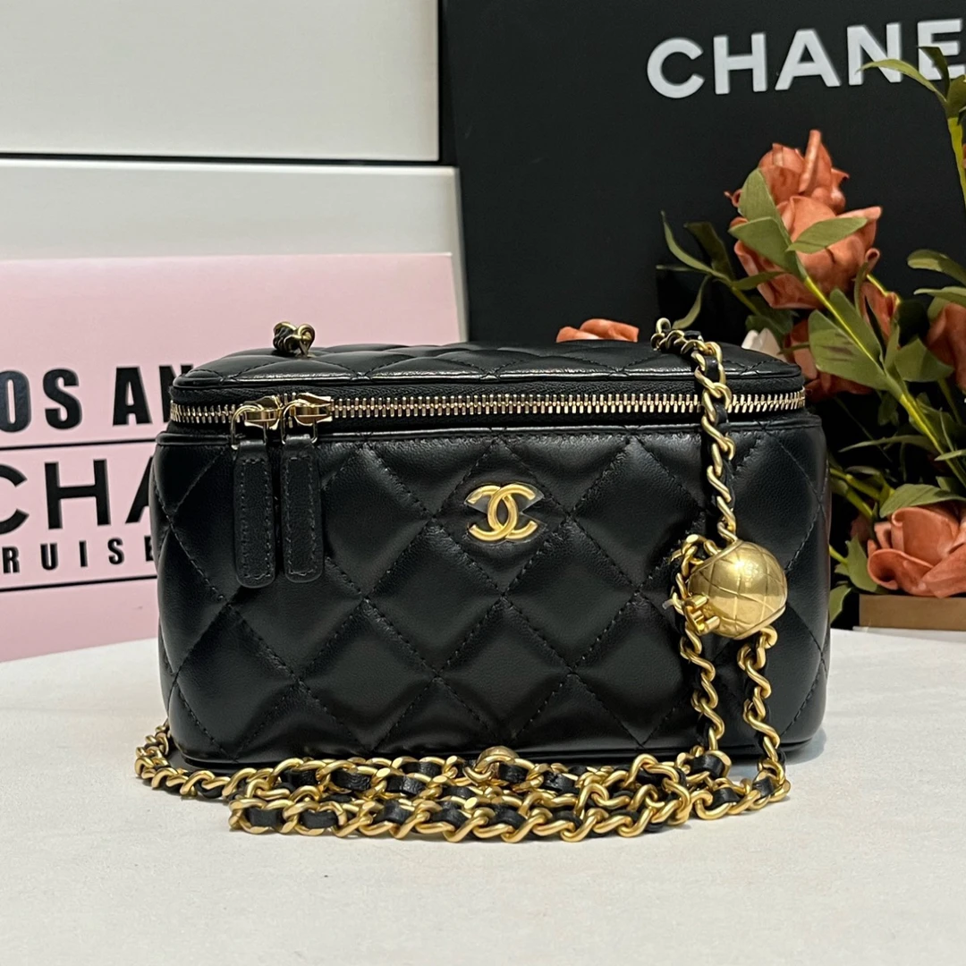 99新 Chanel/香奈儿 23K黑金金球长盒子小香风女士时尚菱格百搭
