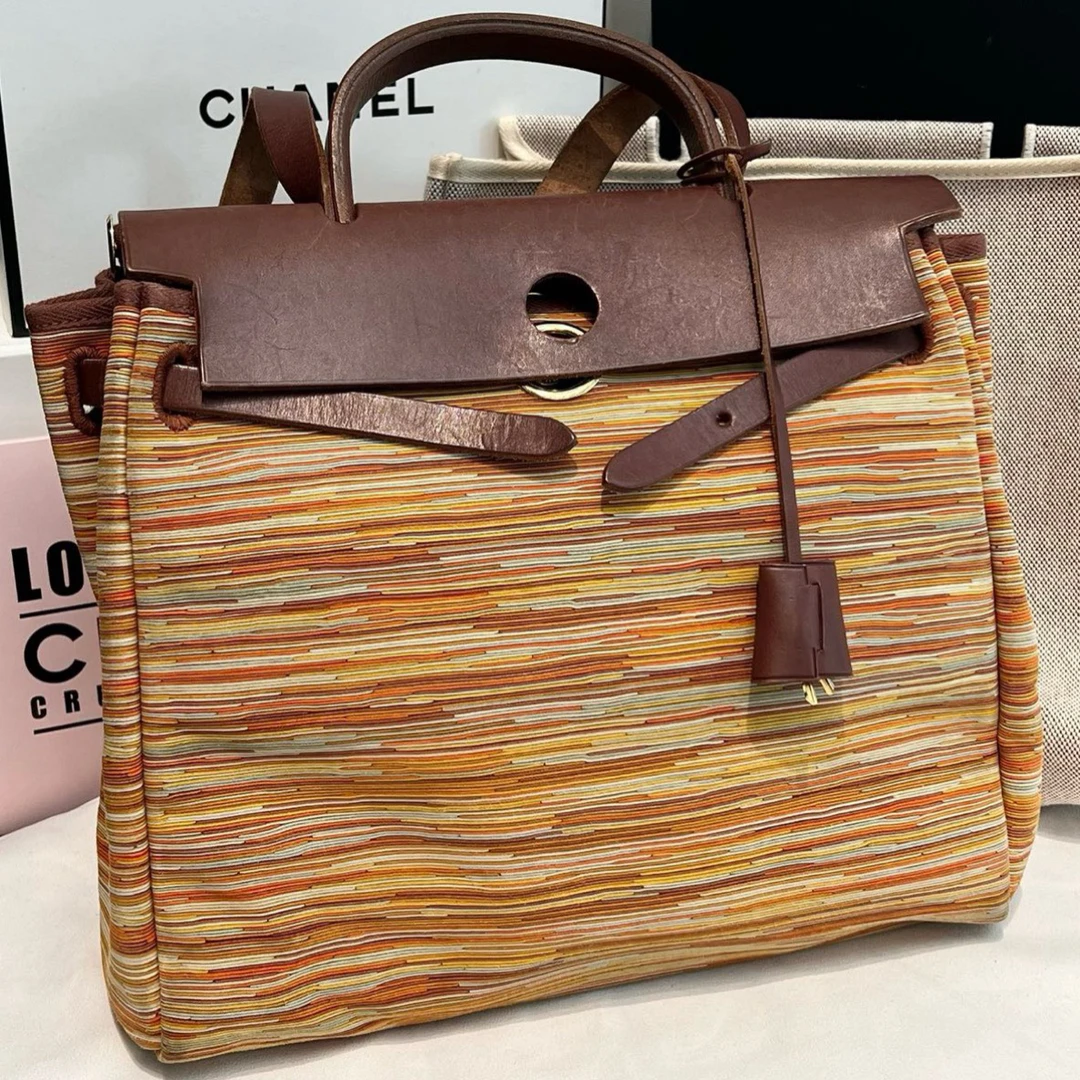 99新 Hermes/爱马仕 中古金扣herbag 31框F刻经典百搭斜挎包