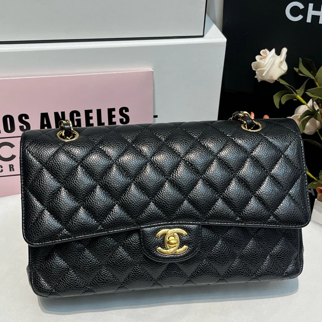 99新 Chanel/香奈儿 黑金牛CF中号经典百搭气质单肩斜挎包时尚
