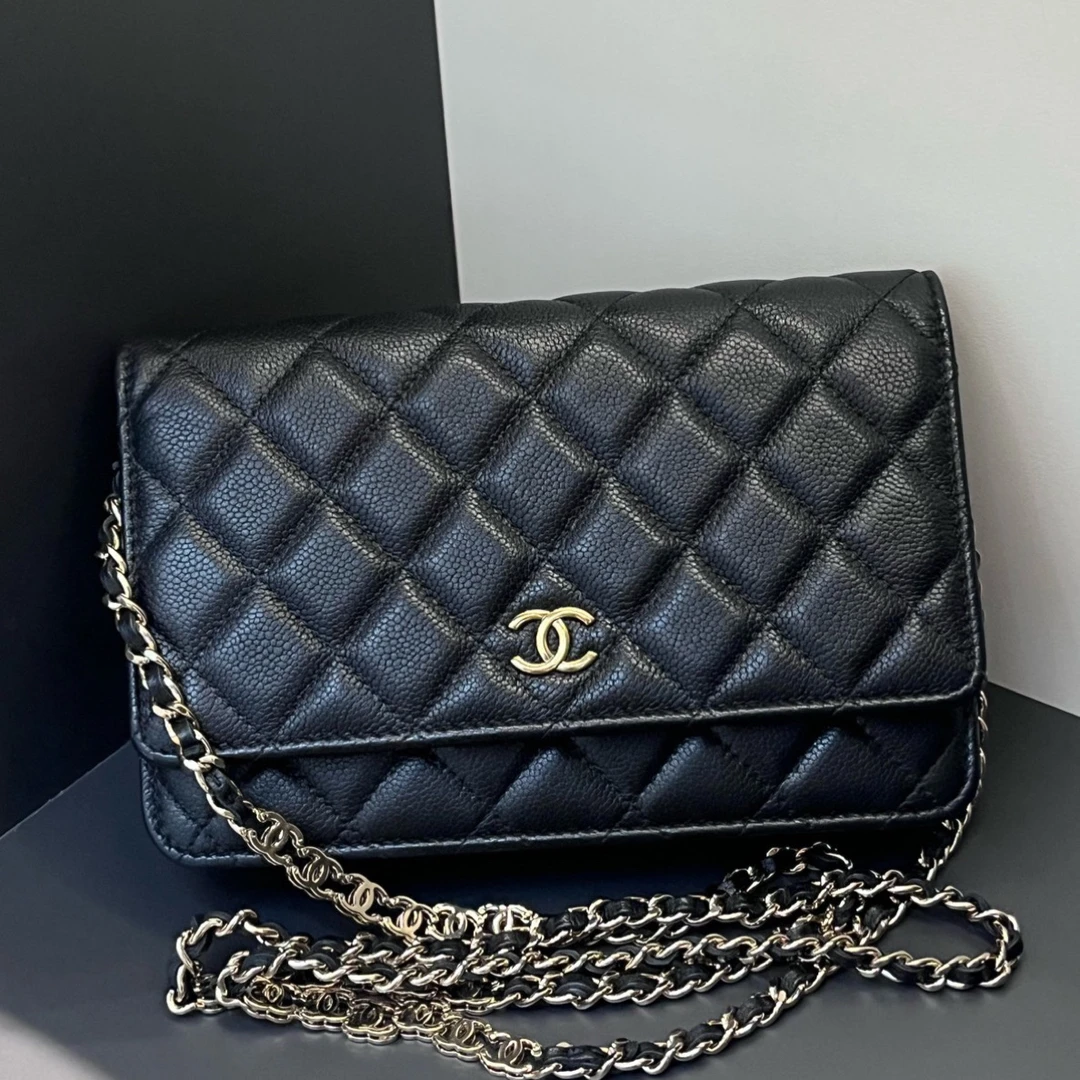99新 Chanel/香奈儿 22P黑金鱼子酱牛皮woc经典时尚百搭斜挎包