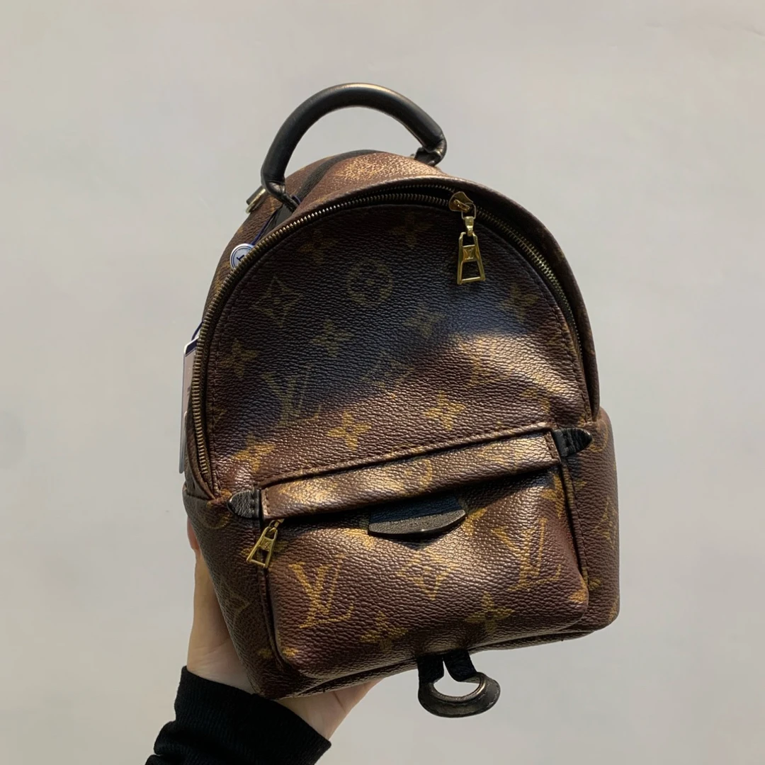 95新 LouisVuitton/路易威登 经典款棕色老花 小书包 背包双肩包