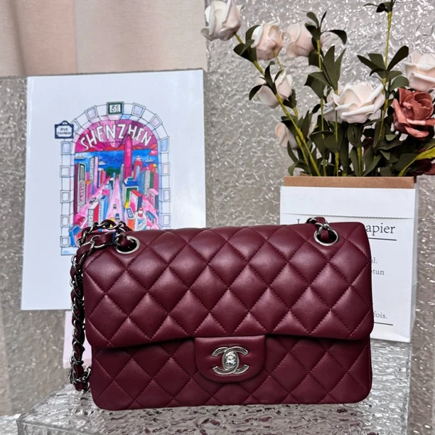 99新 Chanel/香奈儿 红色金扣羊皮CF小号时尚经典百搭单肩斜挎包