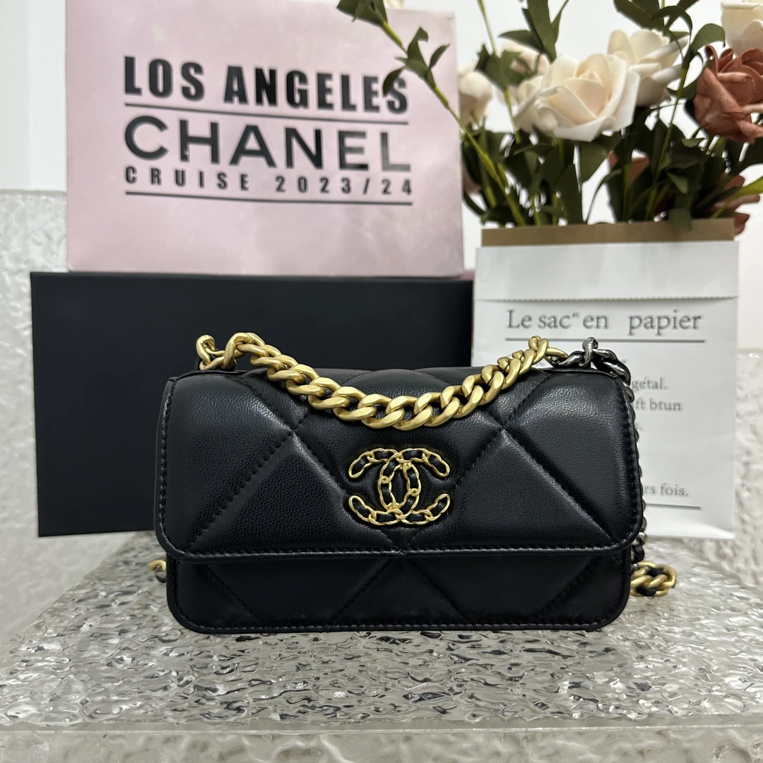 99新 Chanel/香奈儿 23S黑金mini 19bag woc气质女士百搭斜挎包