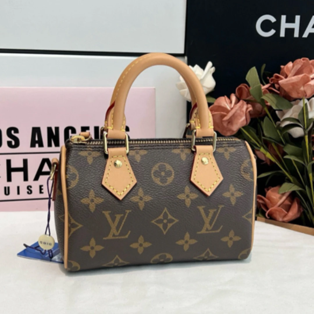 99新 LouisVuitton/路易威登 经典老花speedy nano斜挎包单肩包