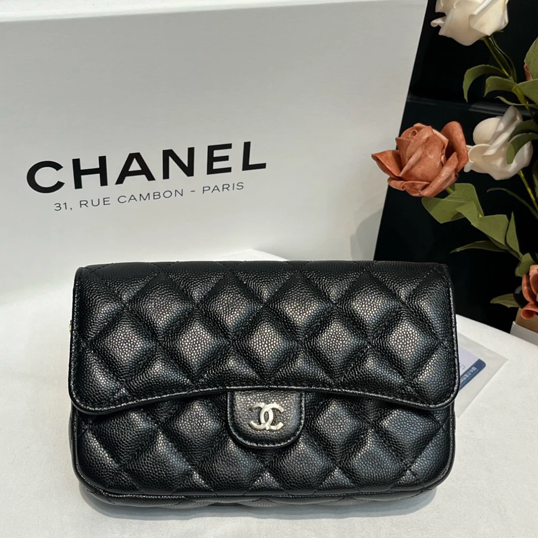99新 Chanel/香奈儿 经典黑金牛CF二合一woc31开手机包斜挎包女款