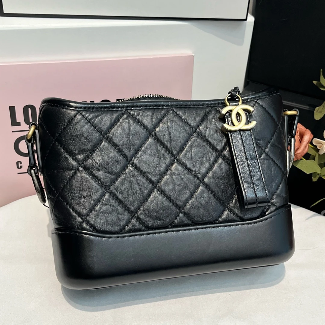 99新 Chanel/香奈儿 黑金流浪包小号时尚女士经典流浪斜挎包