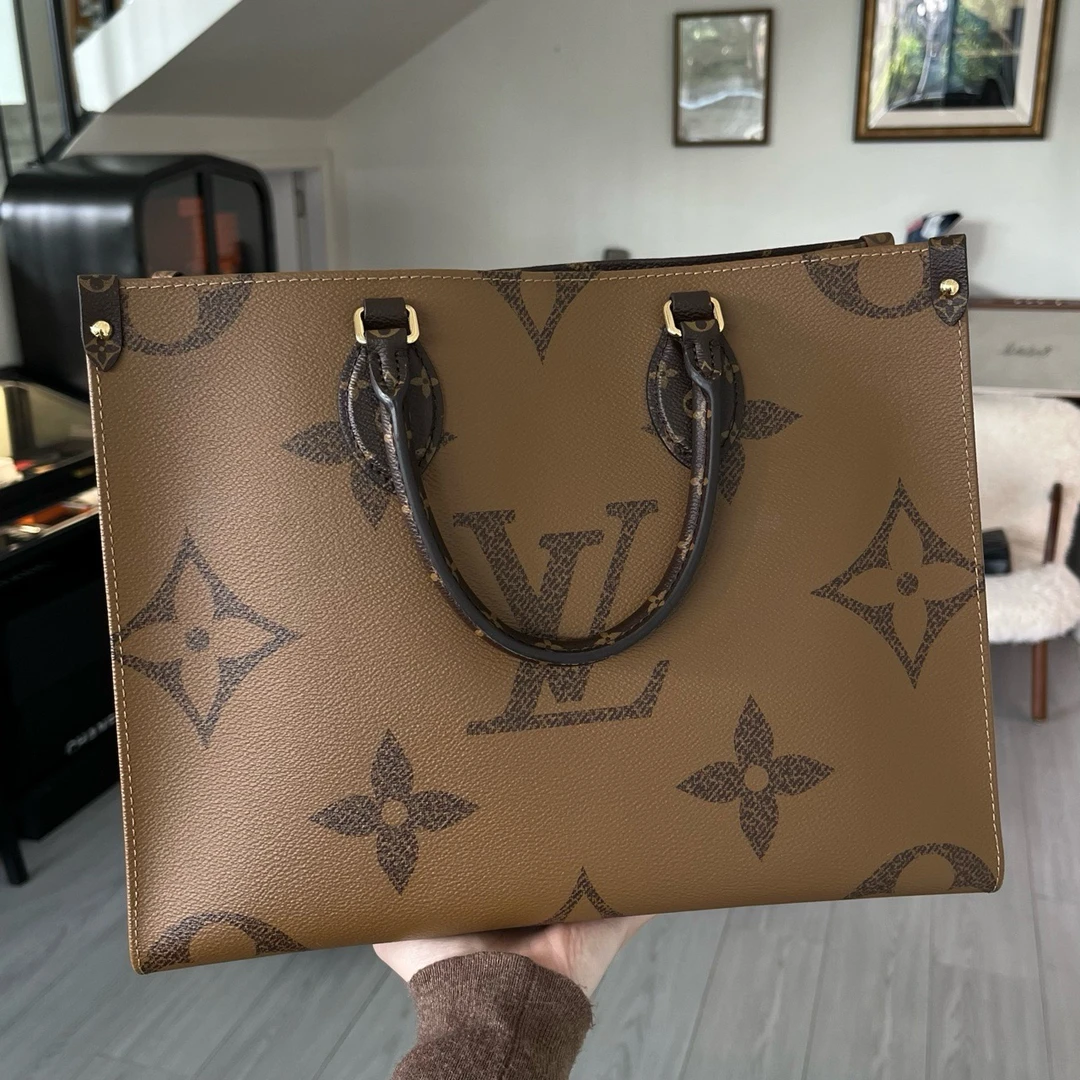 99新 LouisVuitton/路易威登 经典拼色老花onthego中号托特包时尚