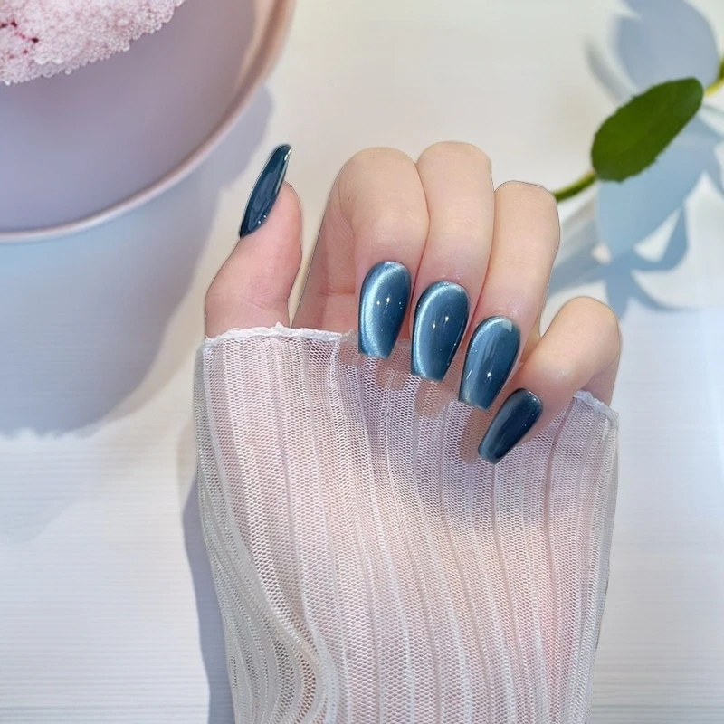 【苍蓝】猫眼手甲新款纯手工穿戴甲高级感美甲成品穿戴式指甲贴片甲