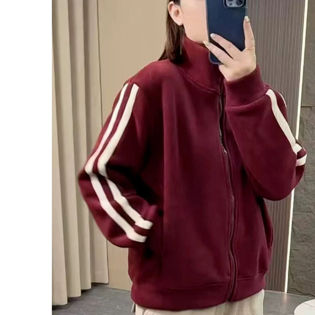 2024-（二条杠加厚）冬季加厚奥丽绒防风保暖外套 65