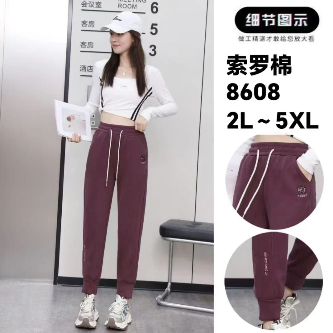 2024-秋冬索罗棉重工刺绣加绒卫裤  8608