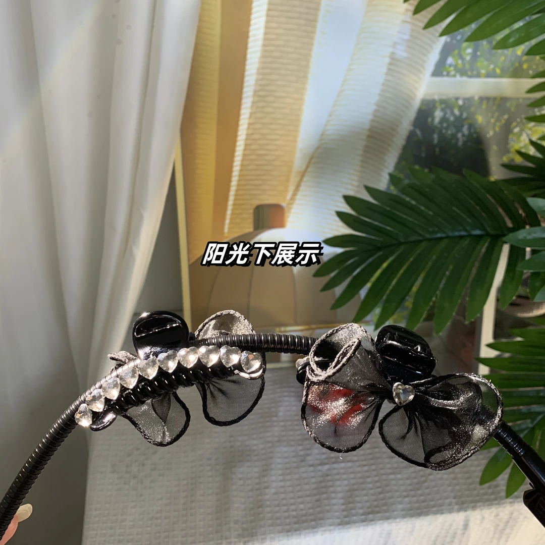 清冷灰钻发夹AB面名媛风云朵抓夹百搭法式简约刘海碎发夹