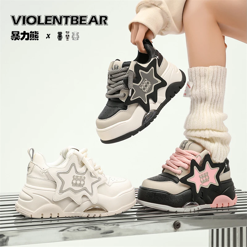 Violentbear/暴力熊新款潮鞋时尚百搭潮流厚底ins星星板鞋8022