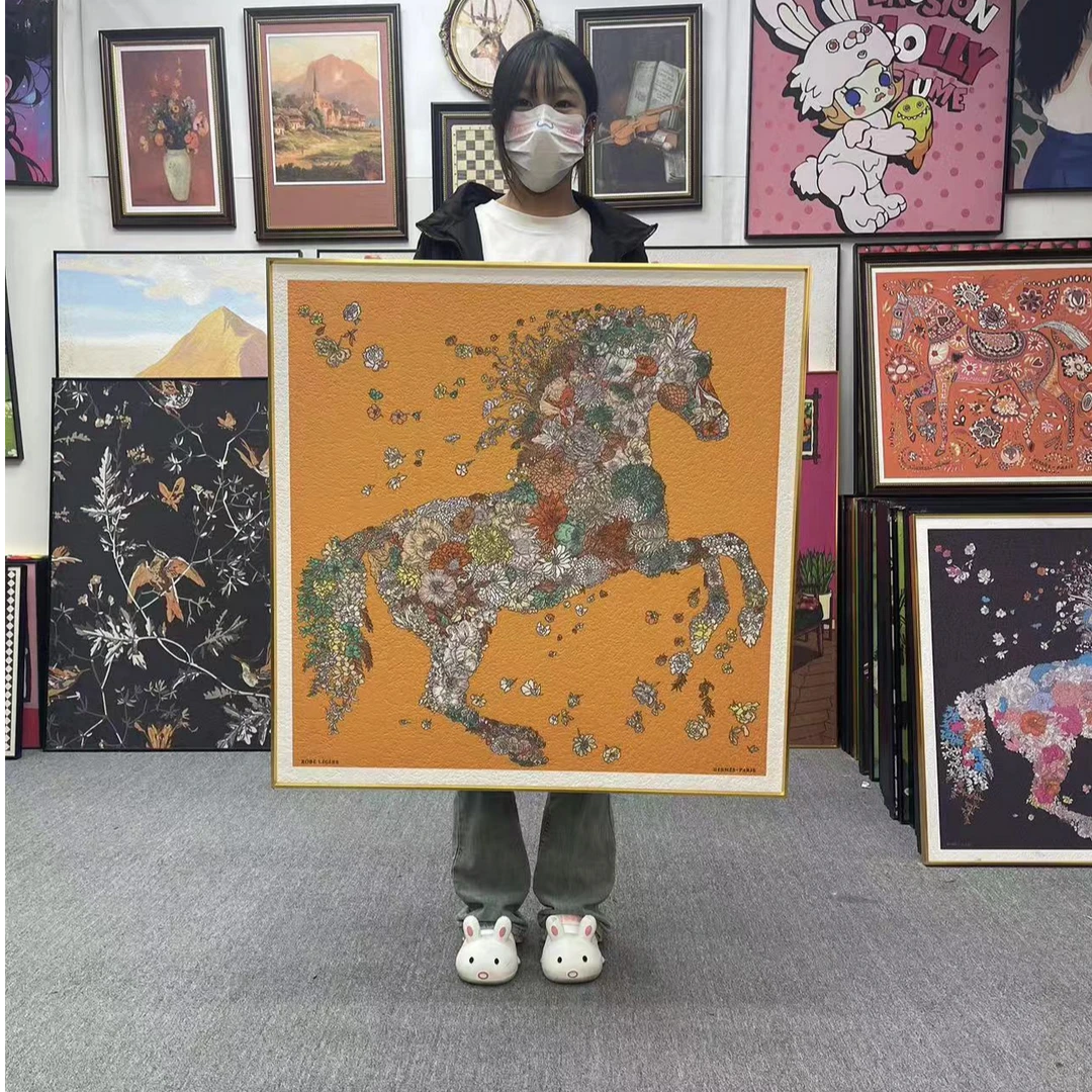 简约轻奢风玄关装饰画客厅挂画手工质感墙壁艺术画8080