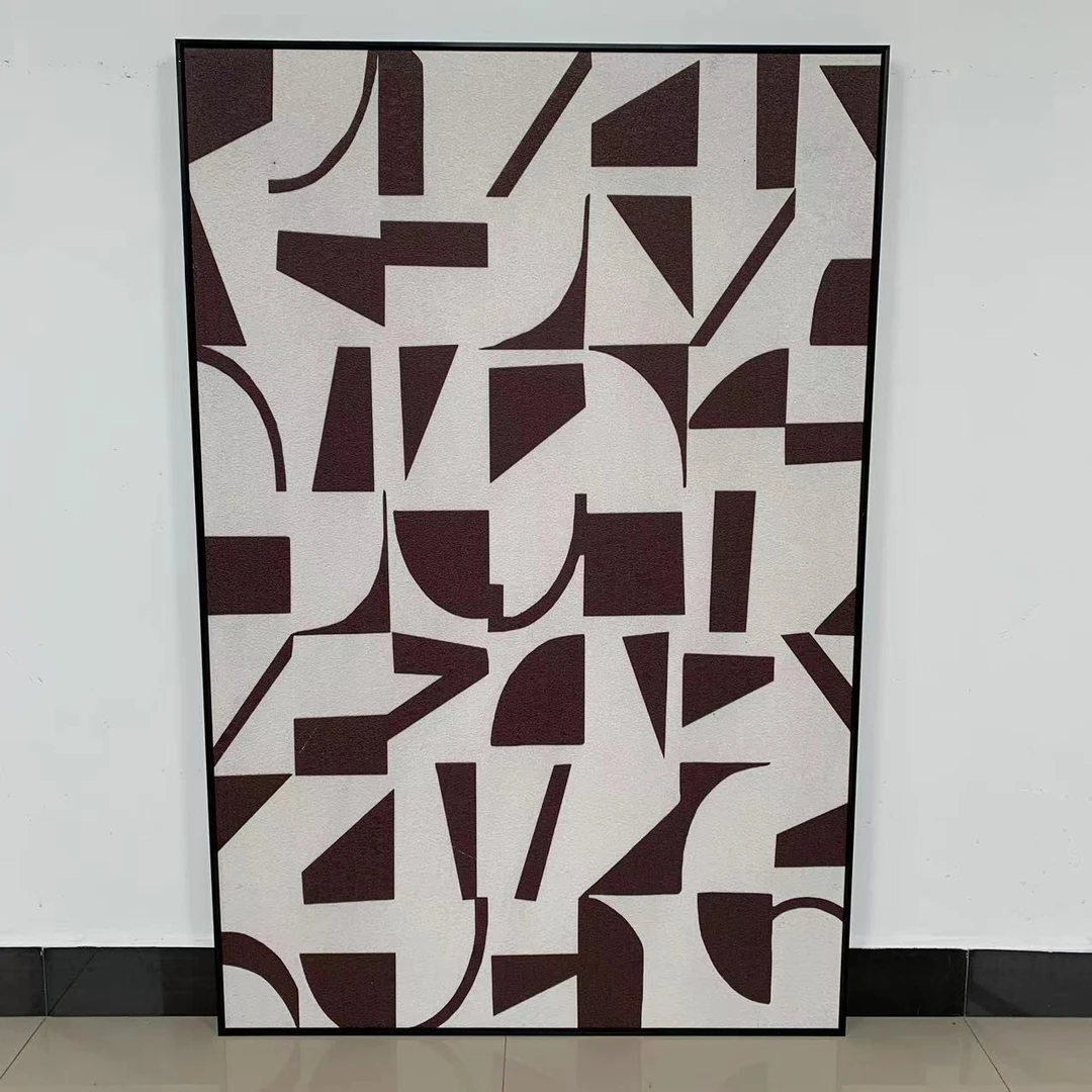 高端手工砂岩装饰画客厅沙发背景墙走廊玄关简约咖色风格子80120