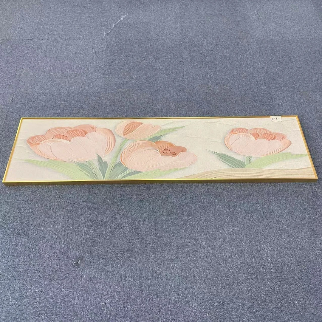 砂岩奶油风卧室挂画抽象粉色郁金香北欧温馨主卧床头挂画40150