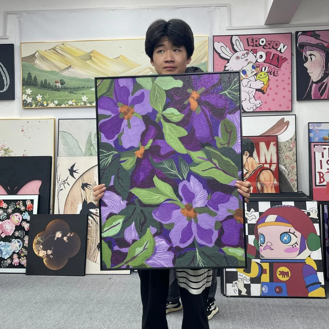 花花世界 清新紫色花卉客厅艺术画爱意满满卧室玄关竖版挂画6080