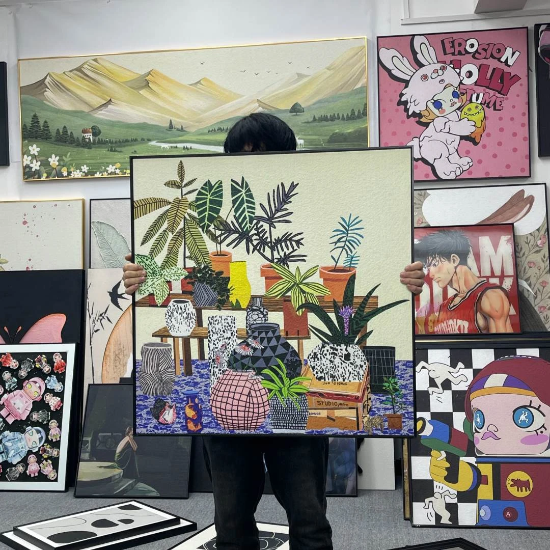 北欧清新绿植小众挂画美式田园风格画办公室儿童房玄关客厅画8080