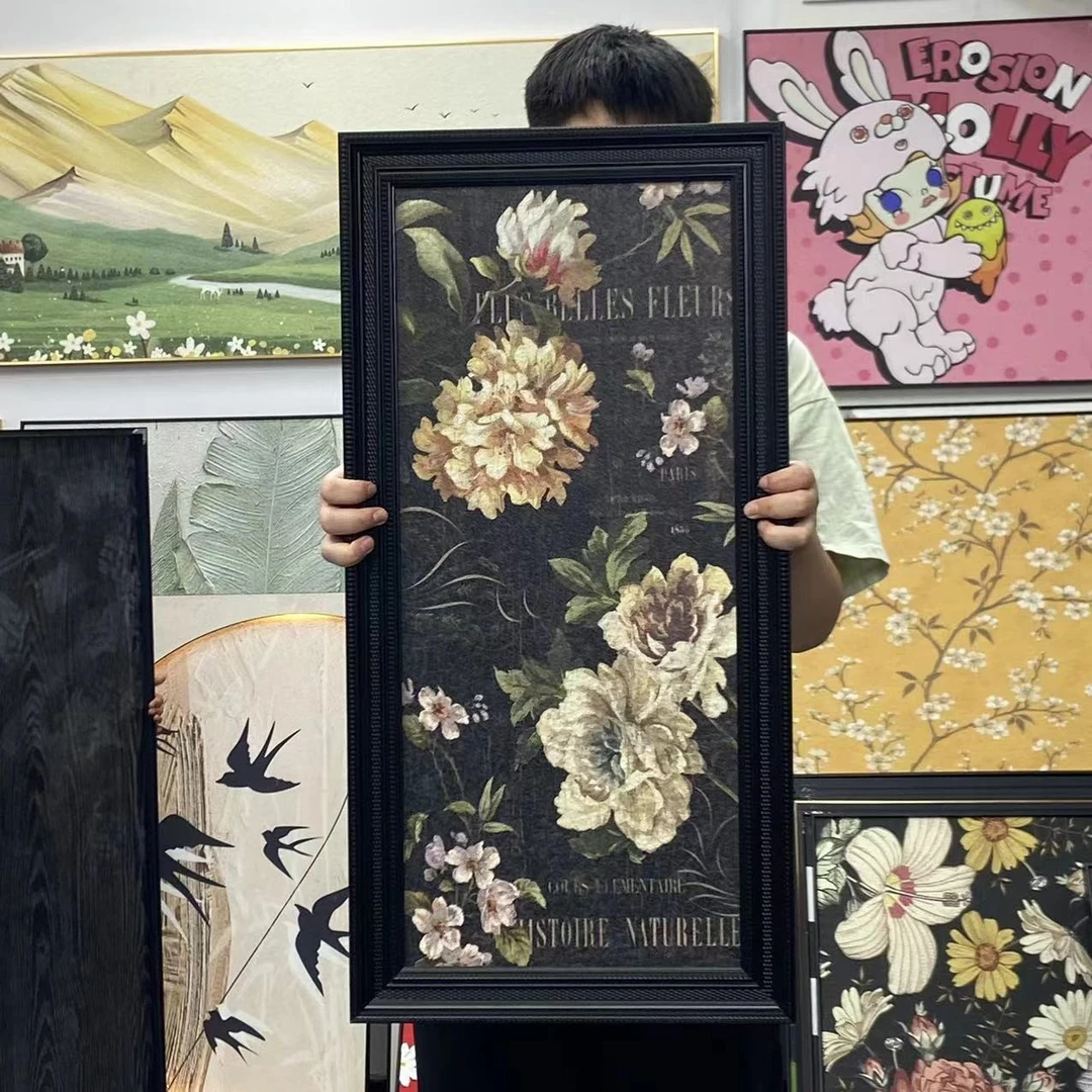 法式美式复古风装饰画餐边柜客厅沙发背景挂画中古风玄关摆件4080