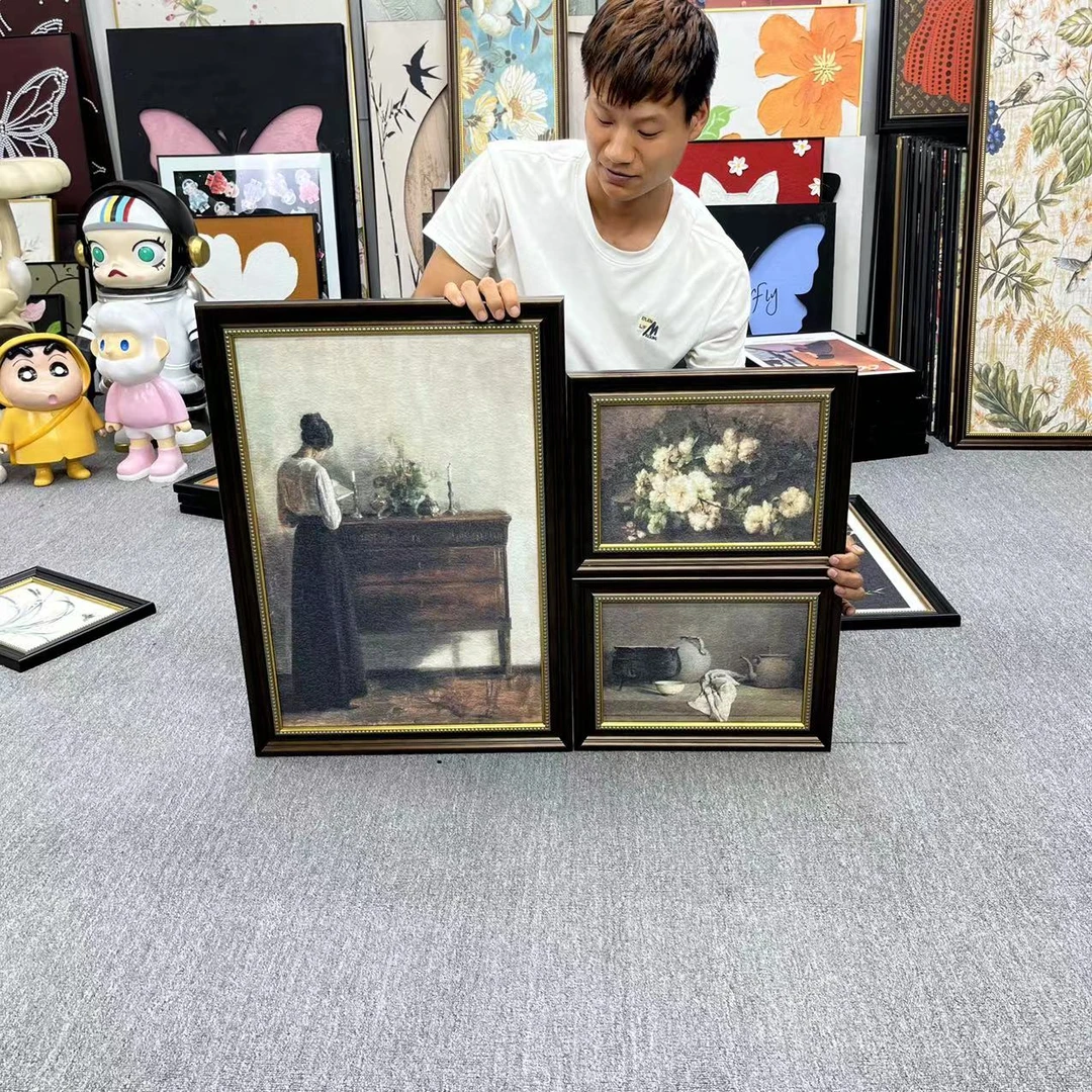 中古风挂画法式装饰画高级感人物画餐厅斗柜客厅壁画艺术3570