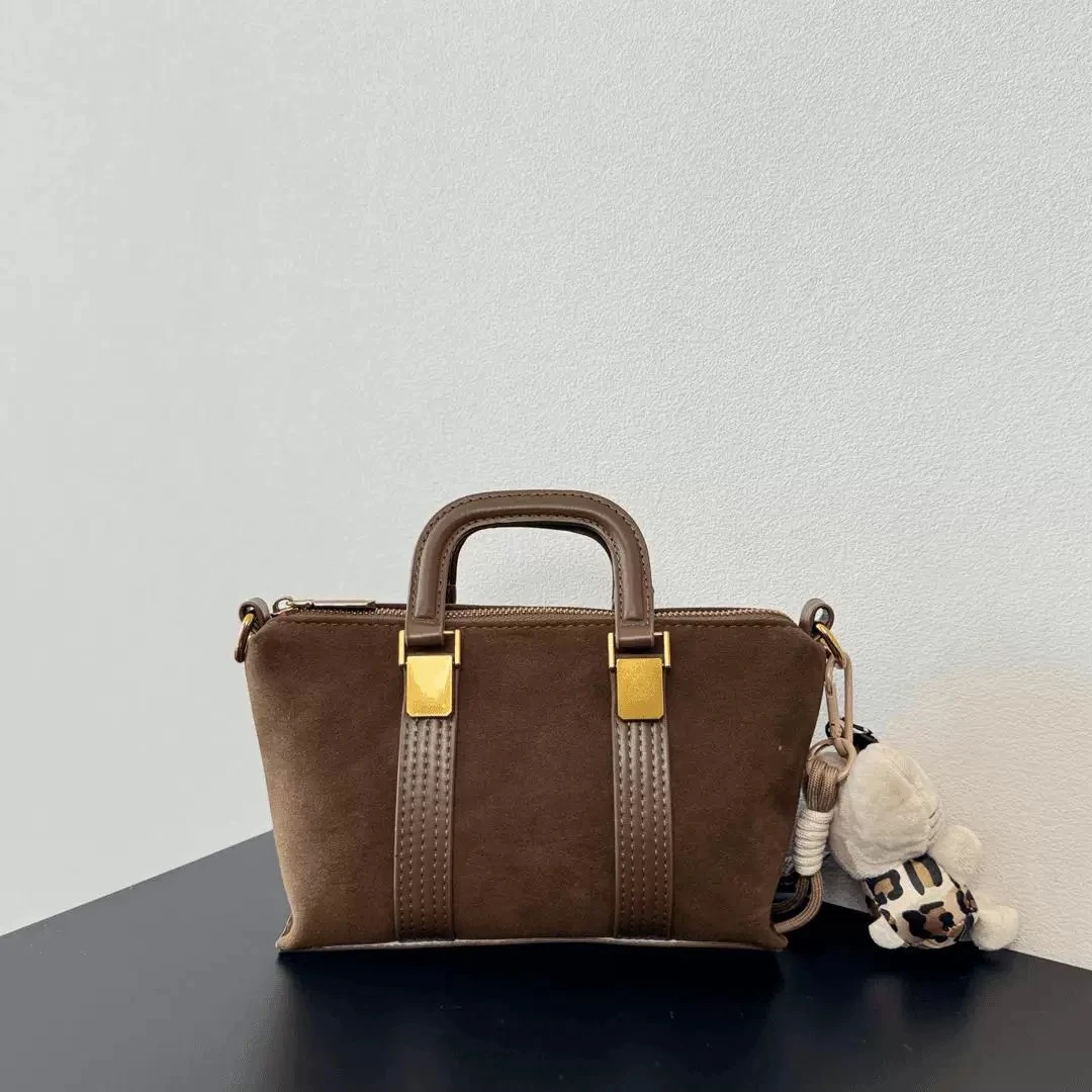 2025新款翻毛皮手提菜篮子25819磨砂棕