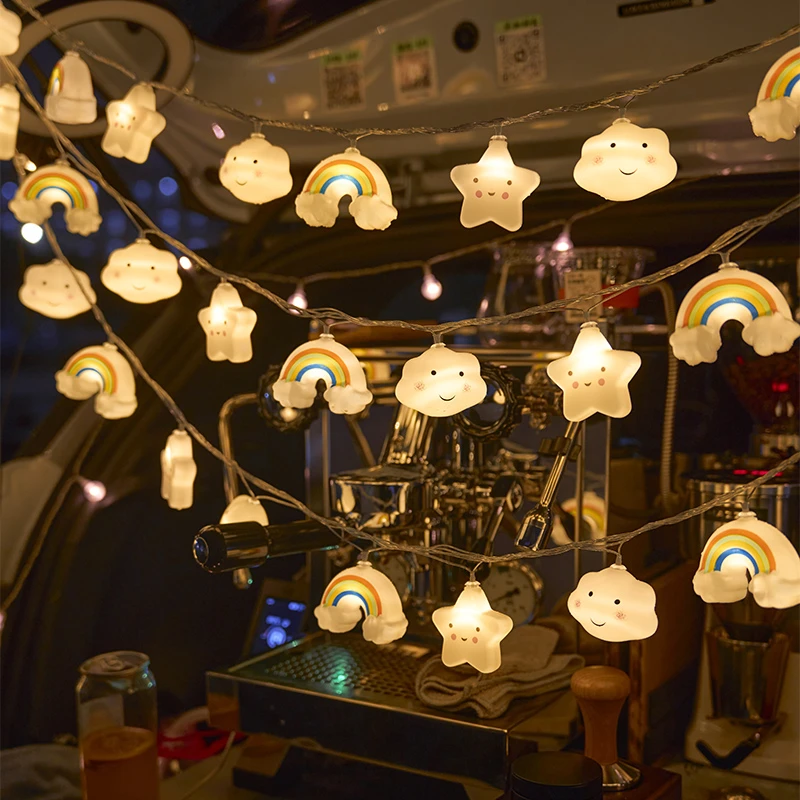 户外防水摆摊星星云朵卡通灯串